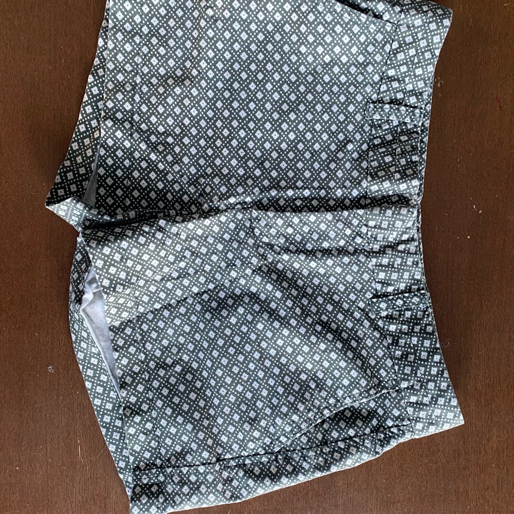 Green and White Patterned Shorts